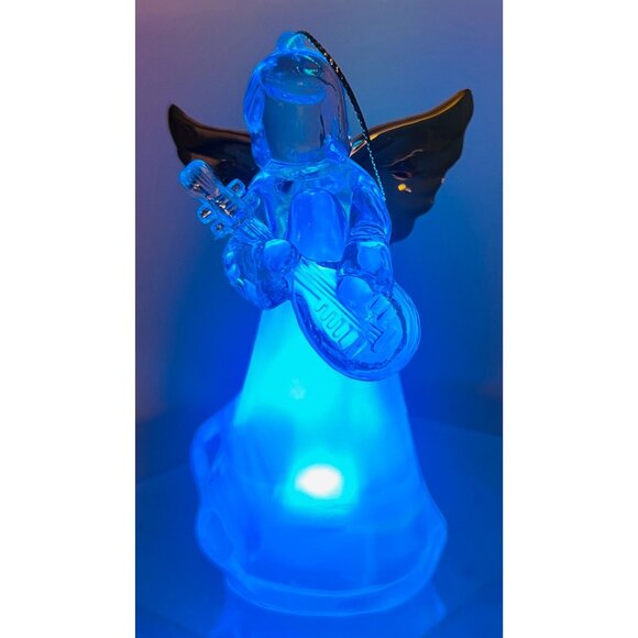 Glass Angel Figurine Christmas Ornament Gold Wings & LED color changing Holiday - Picture 6 of 9